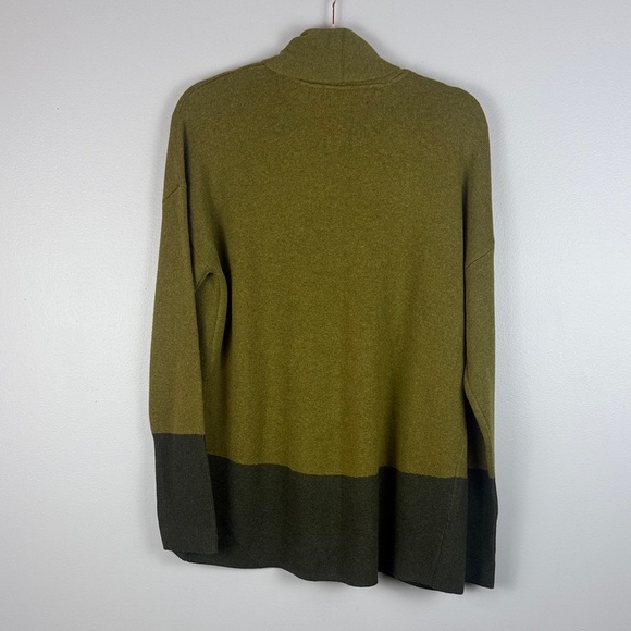 Cynthia Rowley Active Cotton Blend Olive Charcoal Knit Open Front Large Cardigan - Picture 9 of 10